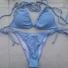 Sexy Thong Bikini Stroje Kąpielowe Kobiety Różowy / Niebieski / Czarny / Różowy / Żółty Solidna Plaża Kostium kąpielowy Specjalne stroje kąpielowe Hurtownie 210712
