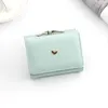 사랑의 심장 만화 귀여운 지갑 트라이 - 폴드 PU 짧은 카드 슬롯 다중 용량 가방 소녀 작은 코인 지갑