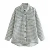 BLSQR elegante enorme tweed xadrez casaco casaco mulheres moda bolsos de manga comprida unterwear casacos assimétricos chique tops 210430