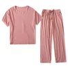 Plus Size Modal Cotton Women's Pyjamas Set Loose Casual Homewear Suit 2Pcs Summer Home Clothes Ladies Short Sleeve Pyjamas 210809