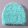 Hösthår Vinter Varma Mössor S Casual Kvinnor Solid Vuxen Cashmere Knitted Beanie Hat med Bright Wire