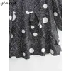 YENKYE Printemps Femmes Vintage Polka Dot Imprimer Robe À Manches Longues Col En V A-ligne Mini Robe Décontractée Plus Taille Robe 210515