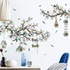 Väggklistermärken Färsk Magnolia Flower Wallpaper Living Room Bedroom Decoration Decals Bird's Nest Plant Sticker