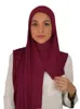 النساء جيرسي الحجاب طويل جيد خياطة شالات مع هوب مسلم شال التفاف الحجاب 175 * 75cm