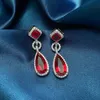 OEVAS – boucles d'oreilles en argent Sterling 100% pour femmes, rubis, diamant scintillant à haute teneur en carbone, bijoux fins pour fête de mariage, cadeau de mariée, 925