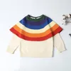 Baby Girls Rainbow Sweaters 1-7Yrs Ropa para niños O-cuello Manga larga Otoño Invierno Ropa casual para niños 210429