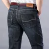 Heren jeans 2021 lente mannen zakelijke casual klassieke blauwe zwarte mode stretch rechte denim broek merk mannelijk kantoor werk