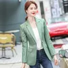 Ternos femininos Blazers Jackets formais Casar mulheres de alta qualidade de tecido Outwear Tops Blaser Plus Tamanho Elegante Listrado 2022 Inverno de outono