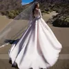 Abiti da sposa a-line 2022 Mezza manica Abito da sposa principessa Scoop romantico Fiori con perline 3D Abito da sposa vintage Robe De Mariage Nuovo