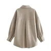 ZXQJ Vintage Women Camel Woolen Kurtki Spring-Autumn Moda Damskie Eleganckie Luźne Długie Płaszcze Streetwear Dziewczyny Chic Outwear 210722