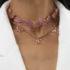 Collier de personnalité rétro pour femmes, microphone incrusté de strass, serrure papillon, double couche, Cuba, cadeaux de fête, vente en gros Q0809