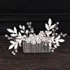 Fermagli per capelli Barrette Design Colore argento Gioielli di perle Fatti a mano Cristallo Tiara da sposa Pettini Copricapo Accessori da sposa