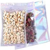 100pcs/lot Plastic Zipper Bag Laser Holographic Aluminum Foil Pouch Bags Smell Proof Reclosable Pouches for Food Snack