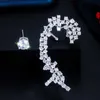 Super błyszczące okrągłe sześcienne Kamień Kamień Big Long Ear Cuff Stud Climber For Women Designer Party Jewelry CZ731 2107143362177