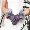 Wjg Rex Kaninchen warme und fingerlose Handschuhe Wolle Mund Schaffell warme Fäustlinge Herbst und Winter weiblich koreanischer Touchscreen schöne la7157393