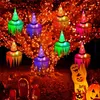 Halloween Decorations Hanging Lighted LED Glowing Witch Hat Battery Operated for Porch Outdoor Tree Yard XBJK2108