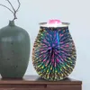 Electric Candle Warmer Art Fireworks Glass Scented Oil Tart with 3D Effect Night Light Fragrance Aroma Decorative Lamp332E