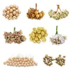 Gold Artificial Flower Cherry Stamen Berries Flower Wreath Decorative Cake Gift Box Wedding Decor Christmas Decoration for Home Y0630