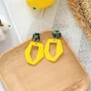 Boucles d'oreilles acryliques irrégulières jaunes pour femmes évider déclaration longues boucles d'oreilles pendantes été plage vacances bijoux cadeaux