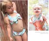 2021 Bebê Bonito Verão Split Duas Peças Define Swimsuit Floral Impresso Meninas Bikini Swimsuits Crianças Crianças Ternos De Banho De Banho De Banho Crianças Swimwear