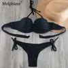 Bikini ruching bum s set pad push up plus storlek baddräkt kvinnor bandage baddräkt baddräkt simning för 210621