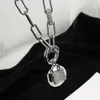 Punk Rhinestone Lock Pendant Choker Necklace Collar Statement Unique Clavicle Padlock Chain Necklaces Women Men Jewelry