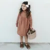 Automne Enfant Filles Robes à manches longues Col haut Coton Qualité Enfants Twril Belle Enfants Design coréen 210521