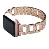 Luksusowy Bransoletka Diamentowa Metalowa Pasek Do Apple Watch Series 6 5 4 SE Kobiety Rhinestone Watchband Iwatch 44mm 42mm 40mm 38mm Nadgarstki Smart Akcesoria