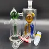 Double Glass Water Bong Hookah With 10mm Joint Oil Burner Pipes Clear Hose Unique Shape Dab Rig 2022