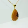 Pendant Necklaces 1pc Yellow Gold Bezel Crystal Quartz Stone Girl Necklace Faceted Natural Gem Bloodstone For