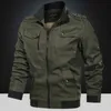 Mens Jacket Autumn Military Jacket Men Solid Color Tactical Casual Trucker Coat Men Bomber Jacket Khaki Coat Fleece Lined Slim Y1103
