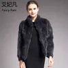 Kadınlar Hakiki Tavşan Kürk Mont Katı Kadın Standı Yaka Rex Tavşan Kürk Kış Moda Gerçek Kürk Palto Ceketler 13 Renkler 210816