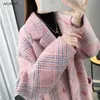 2020 Nova Moda Faux Mink Pele Casacos Outono e Inverno Jaqueta Mulheres Solto Tamanho Grande Malha Longo Casaco Cardigan Feminino Espessamento Y0829