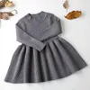Honeycherry herfst winter meisjes wol gebreide trui babyjurk jurken voor feest en bruiloft kleding 211231