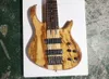 Guitare basse électrique 6 cordes à travers le corps avec touche en palissandre, couleur bois naturel, service personnalisé disponible