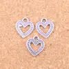150 stks Antiek Zilver Brons Geplated Hollow Heart Charms Hanger DIY Ketting Armband Bangle Findings 14 * 13mm