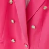 Chic Double Breasted Rose Blazer Women Office Wear Långärmad Jacka Notched Collar Casual Outwear Coat Ladies Toppar 210515