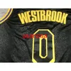 Toutes les broderies 2021 nouvelle saison Russell Westbrook 0 Maillots de basketball Snakeskin Black Gold Personnalisez les jeunes hommes femmes ajoutez n'importe quel nom de numéro XS-5XL 6XL Vest