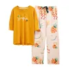 女性の夏のパジャマの綿の半袖ズボンツーピーススーツThin Home Serviceアウターウェア入浴210809