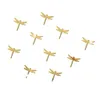 Wall Stickers 10pcs Mirror Sticker Geometric Acrylic Dragonfly Shape Design Murals Decals For Home (Golden)