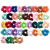 Conjunto de scrunchie de cetim de seda colorida 60 unidades de faixas elásticas fortes de cabelo bobble acessório de corda sem rastros para acessórios de suporte de rabo de cavalo3128