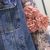 Kvinnorjackor Spring Autumn Women Embrodery Beading 3D Flower Denim Female Big Size Long Sleeve Casual Jeans Jacket Outfit