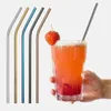 6 * 215mm herbruikbare metalen drinken stro roestvrijstalen rietjesbar accessoires met schonere borstel voor thuisfeest