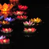 Brilhante Led Lotus Vela Desejando Lâmpada Flutuante Artificial Floating Flower com luzes eletrônicas para suprimentos de festa de casamento de aniversário de Natal