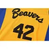 Nikivip Men's Teen Wolf #42 Scott Howard Moive Beacon Beavers Basketball Jersey Yellow American Film Version State Cheap Top Quality Stitched S