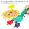 Parmak Dinozor Crayon Kid's Emniyet Modelleme 3D Renkli Fırça Seti Çocuk Bebek Boya Kalemleri 6 Renkler Suit Setleri Güvenli Olmayan Zehirli Setleri