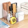 Multifunktionskosmetisk förvaring Box Makeup Brush Organizer Akryl Transparent Brevpapper Badrum Tillbehör Penhållare 210922