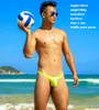 Men's Shorts Fluorescent Green Men Sexy Tight Low Waist Swimwear 2021 Half Pack Hip Bikinis Gay Swim Briefs Sports Swimsuits