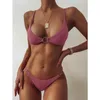 Kadınlar Katı Seksi Mayo Push Up Bikini Set Kadın Yaz Yüzme Beachwear Mayo Lady İki Parçalı Plaj Swim Suit 210630