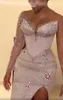 2022 Plus Size Arabski ASO EBI Silver Silnik Luksusowy Prom Dresses Zroszony Kryształy Wieczór Formalna Party Druga Recepcja Urodziny Suknie Zaręczynowe Dress Zj42